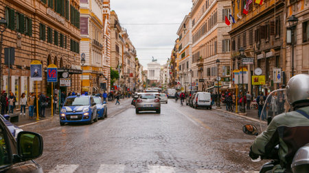 ROME / ITALY - NOVEMBER 6, 2016 - National street in Rome called Via Nazionaleのeditorial素材