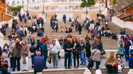 ROME / ITALY - NOVEMBER 6, 2016 - Famous Spanish Steps in Rome at Spagna Squareのeditorial素材