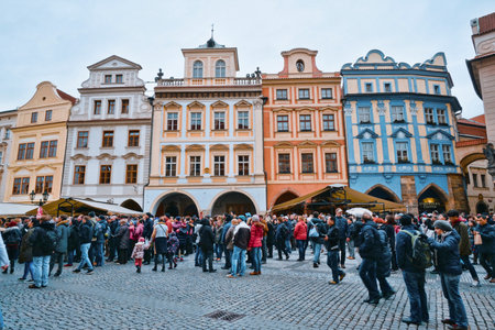 The beautiful mansions in the city Prague - PRAGUE / CZECH REPUBLIC - MARCH 20, 2017のeditorial素材