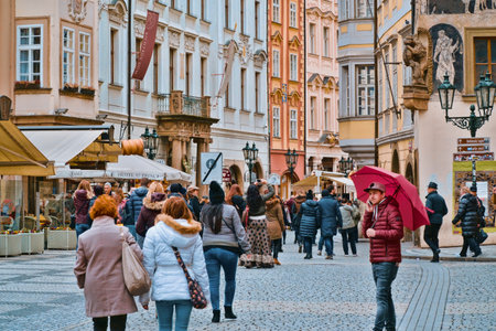 Wonderful Old Town Square in Prague - PRAGUE / CZECH REPUBLIC - MARCH 20, 2017のeditorial素材