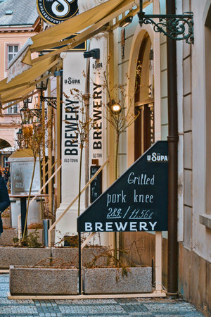 Brewery in the city center of Prague - PRAGUE / CZECH REPUBLIC - MARCH 20, 2017のeditorial素材