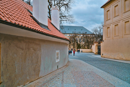 Street leading to Prague Castle - PRAGUE / CZECH REPUBLIC - MARCH 20, 2017のeditorial素材