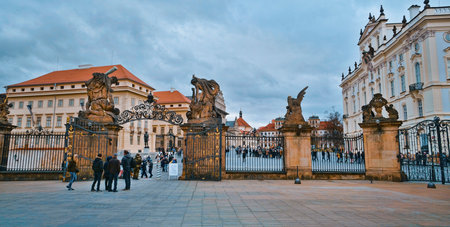 A square at Prague Castle - a beautiful place - PRAGUE / CZECH REPUBLIC - MARCH 20, 2017のeditorial素材