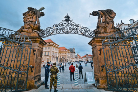 The Gates to Prague Castle - PRAGUE / CZECH REPUBLIC - MARCH 20, 2017のeditorial素材