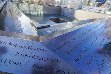 9-11 Memorial Fountains at Ground Zero - World Trade Center- MANHATTAN / NEW YORK - APRIL 1, 2017