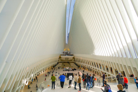 Impressive architecture of new Westfield Shopping Mall at World Trade Center New York- MANHATTAN / NEW YORK - APRIL 1, 2017のeditorial素材