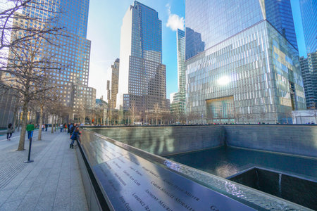 We will never forget - the Ground Zero Memorial at World Trade Center- MANHATTAN / NEW YORK - APRIL...