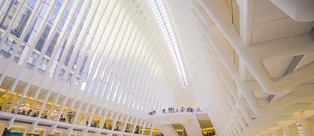 Amazing Westfield World Trade Center - modern Shopping Mall at Ground Zero- MANHATTAN / NEW YORK - APRIL 1, 2017のeditorial素材