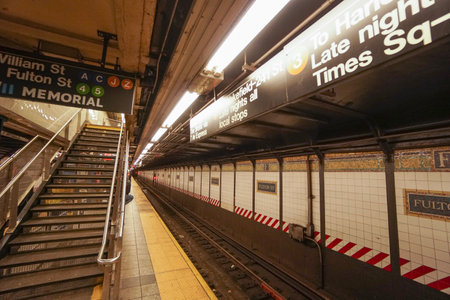 Tracks at New York Subway station- MANHATTAN / NEW YORK - APRIL 1, 2017のeditorial素材
