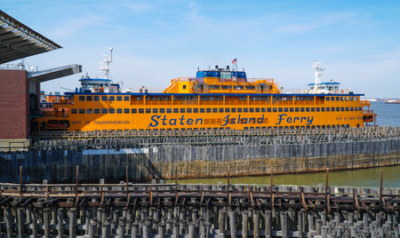 New York Ferry service - The Staten Island Ferry- MANHATTAN / NEW YORK - APRIL 1, 2017のeditorial素材