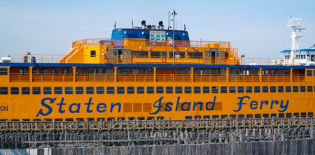 Staten Island Ferry in New York- MANHATTAN / NEW YORK - APRIL 1, 2017のeditorial素材