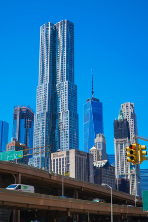 Gehry Building in New York - very modern architecture- MANHATTAN / NEW YORK - APRIL 1, 2017のeditorial素材