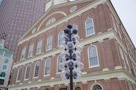 Faneuil Hall in Boston Old Town - BOSTON , MASSACHUSETTS - APRIL 3, 2017のeditorial素材