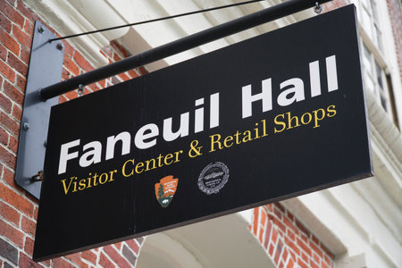 Faneuil Hall in Boston Old Town - Visitor Center - BOSTON , MASSACHUSETTS - APRIL 3, 2017のeditorial素材