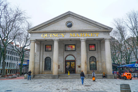Quincy Market in North Boston - BOSTON , MASSACHUSETTS - APRIL 3, 2017のeditorial素材