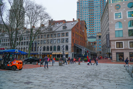 Quincy Market in North Boston - BOSTON , MASSACHUSETTS - APRIL 3, 2017のeditorial素材