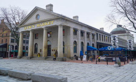 Quincy Market in Boston - BOSTON , MASSACHUSETTS - APRIL 3, 2017のeditorial素材