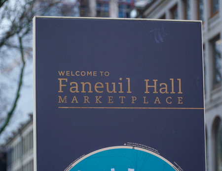Faneuil Hall Marketplace in Boston - BOSTON , MASSACHUSETTS - APRIL 3, 2017