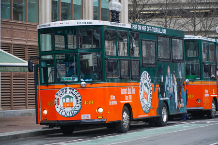 Old Town sightseeing Trolley in Boston - BOSTON , MASSACHUSETTS - APRIL 3, 2017のeditorial素材