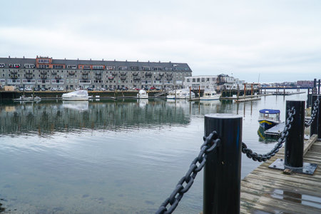 Boston harbor at North Boston - BOSTON , MASSACHUSETTS - APRIL 3, 2017のeditorial素材