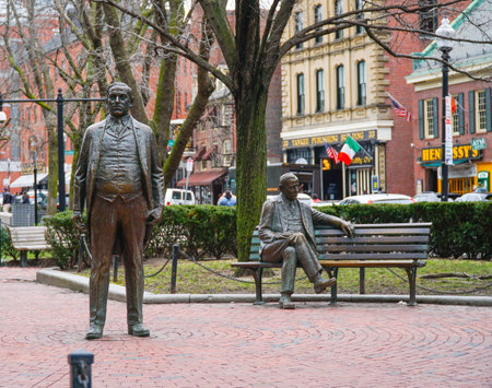 Bronze statues of Men in Boston Downtown - BOSTON , MASSACHUSETTS - APRIL 3, 2017のeditorial素材