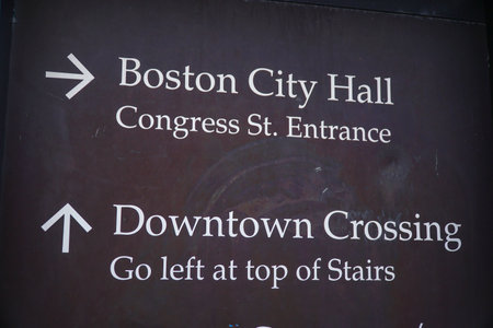 Sign to Boston City Hall - BOSTON , MASSACHUSETTS - APRIL 3, 2017のeditorial素材