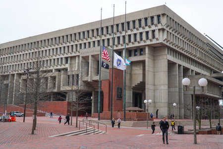 Boston City Hall at Downtown - BOSTON , MASSACHUSETTS - APRIL 3, 2017のeditorial素材