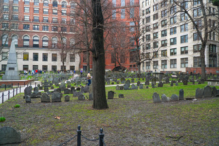 Granary Burying Ground in Boston - BOSTON , MASSACHUSETTS - APRIL 3, 2017のeditorial素材