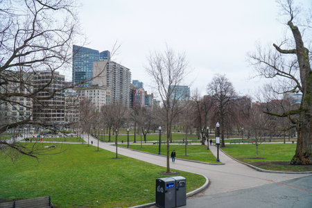 Beautiful Boston Common Park in the city - BOSTON , MASSACHUSETTS - APRIL 3, 2017のeditorial素材