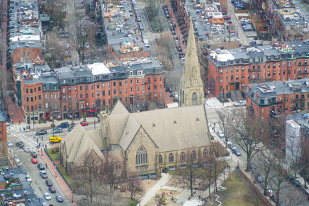 Trinity Church in Boston - aerial view - BOSTON , MASSACHUSETTS - APRIL 3, 2017のeditorial素材
