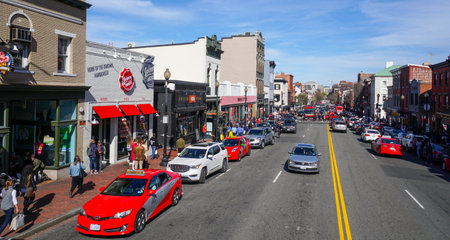 Typical streetview in Georgetown Washington - WASHINGTON DC - COLUMBIA - APRIL 7, 2017