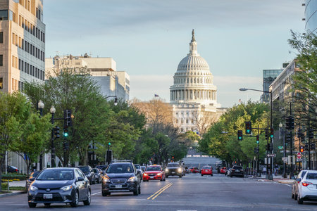 Famous US Capitol in Washington DC - WASHINGTON DC - COLUMBIA - APRIL 7, 2017のeditorial素材