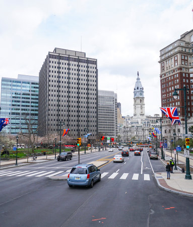Amazing Philadelphia Street view - PHILADELPHIA - PENNSYLVANIA - APRIL 6, 2017のeditorial素材