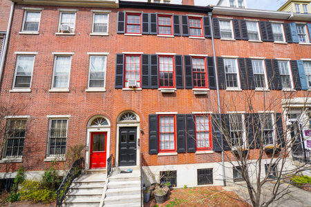Beautiful Brick Buildings in the historic district of Philadelphia - PHILADELPHIA - PENNSYLVANIA - APRIL 6, 2017のeditorial素材