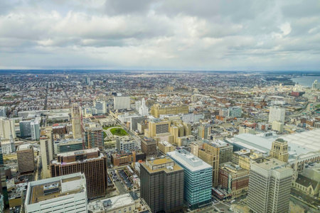 Aerial view over the city of Philadelphia - PHILADELPHIA - PENNSYLVANIA - APRIL 7, 2017のeditorial素材