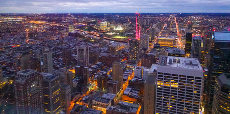Beautiful night view over the city of Philadelphia in the evening - PHILADELPHIA - PENNSYLVANIA -...