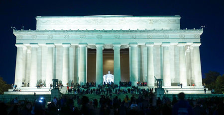Famous Lincoln Memorial in Washington at nightのeditorial素材