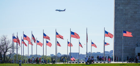 US Flags around the Washington Monument - WASHINGTON, DISTRICT OF COLUMBIA - APRIL 8, 2017のeditorial素材