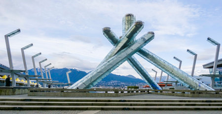 Art sculpture in Vancouver at Burrard Landing - VANCOUVER - CANADA - APRIL 12, 2017のeditorial素材