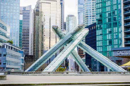 Big sculpture in the harbour of Vancouver - VANCOUVER - CANADA - APRIL 12, 2017のeditorial素材