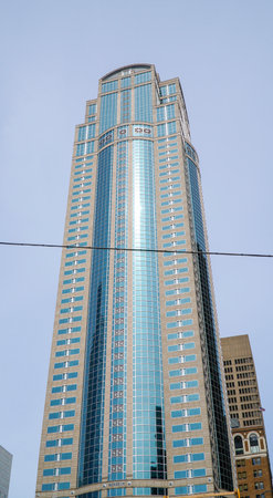 Modern skyscraper in the city of Seattle - SEATTLE / WASHINGTON - APRIL 11, 2017