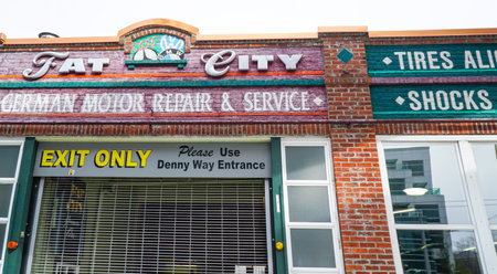 Fat City Garage in Seattle - SEATTLE / WASHINGTON - APRIL 11, 2017のeditorial素材