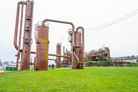 Famous landmark in Seattle - The Gasworks Park - SEATTLE / WASHINGTON - APRIL 11, 2017のeditorial素材