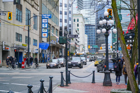 Street corner at Vancouver Gastown - VANCOUVER - CANADA - APRIL 12, 2017のeditorial素材