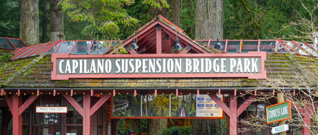 Famous Capilano Suspension Bridge Park in North Vancouver - VANCOUVER - CANADA - APRIL 12, 2017のeditorial素材