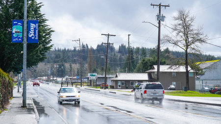 The city of Forks on a rainy day - FORKS - WASHINGTONのeditorial素材