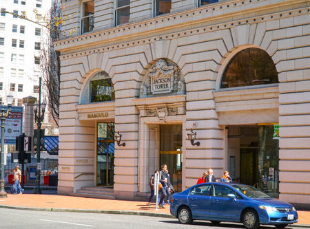 Jackson Tower Building Portland - PORTLAND - OREGON - APRIL 16, 2017のeditorial素材