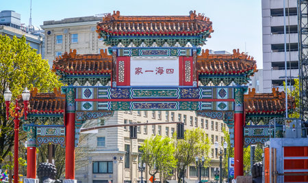 Gate to Portland Chinatown - PORTLAND - OREGON - APRIL 16, 2017のeditorial素材