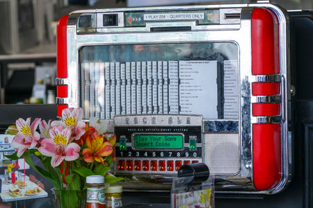 Jukebox at an original American Diner - LOS ANGELES - CALIFORNIA - APRIL 20, 2017のeditorial素材