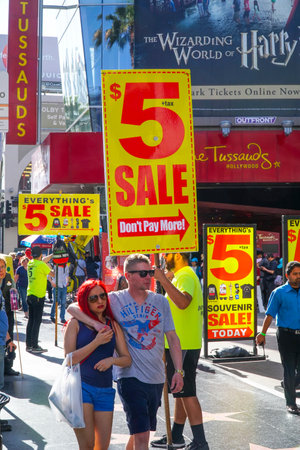 Discount sale on Hollywood Blvd in Los Angeles - LOS ANGELES - CALIFORNIA - APRIL 20, 2017